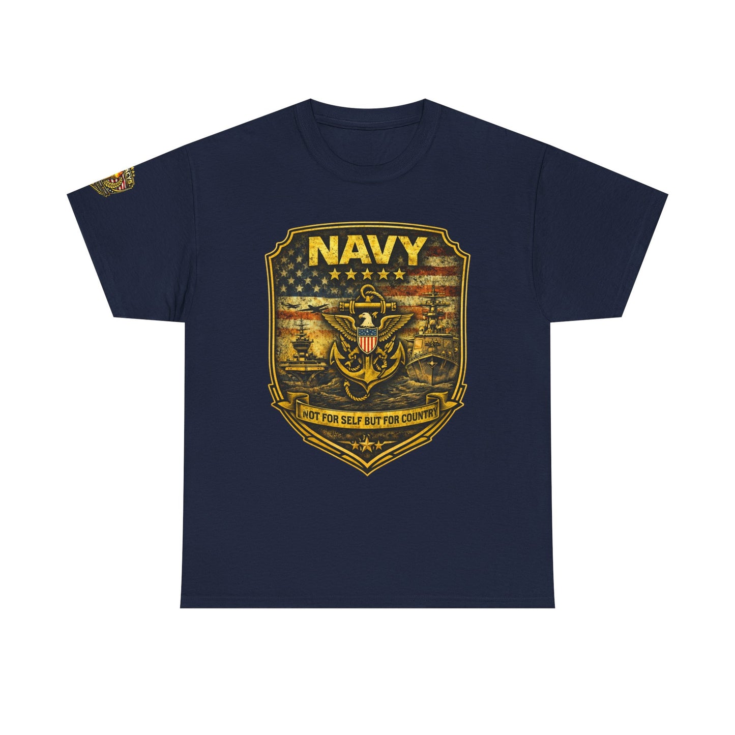 Navy Shield Graphic Tee â€” 'Not For Self But For Country' Patriotic Military w/ Legacy 5 Brand Crest