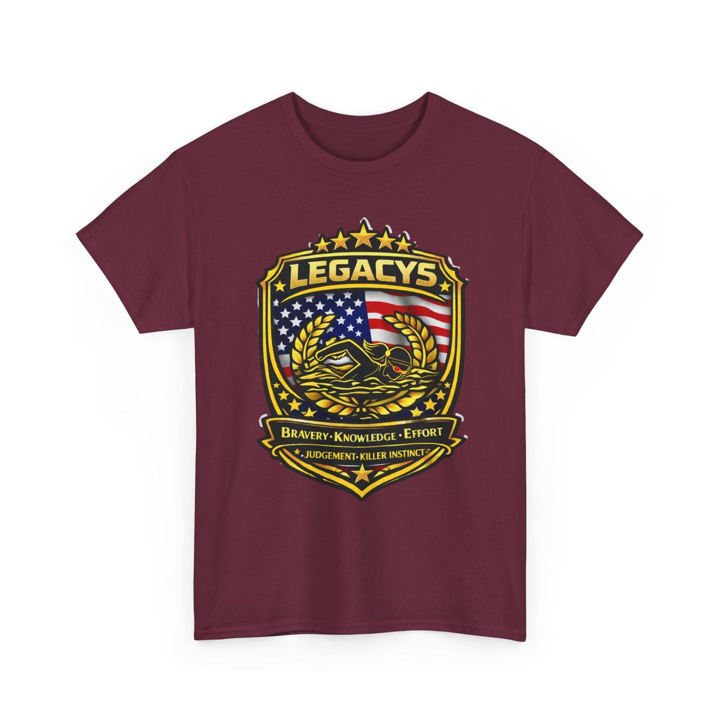 Swimming - Female Silhouette Legacy Shield T-Shirt