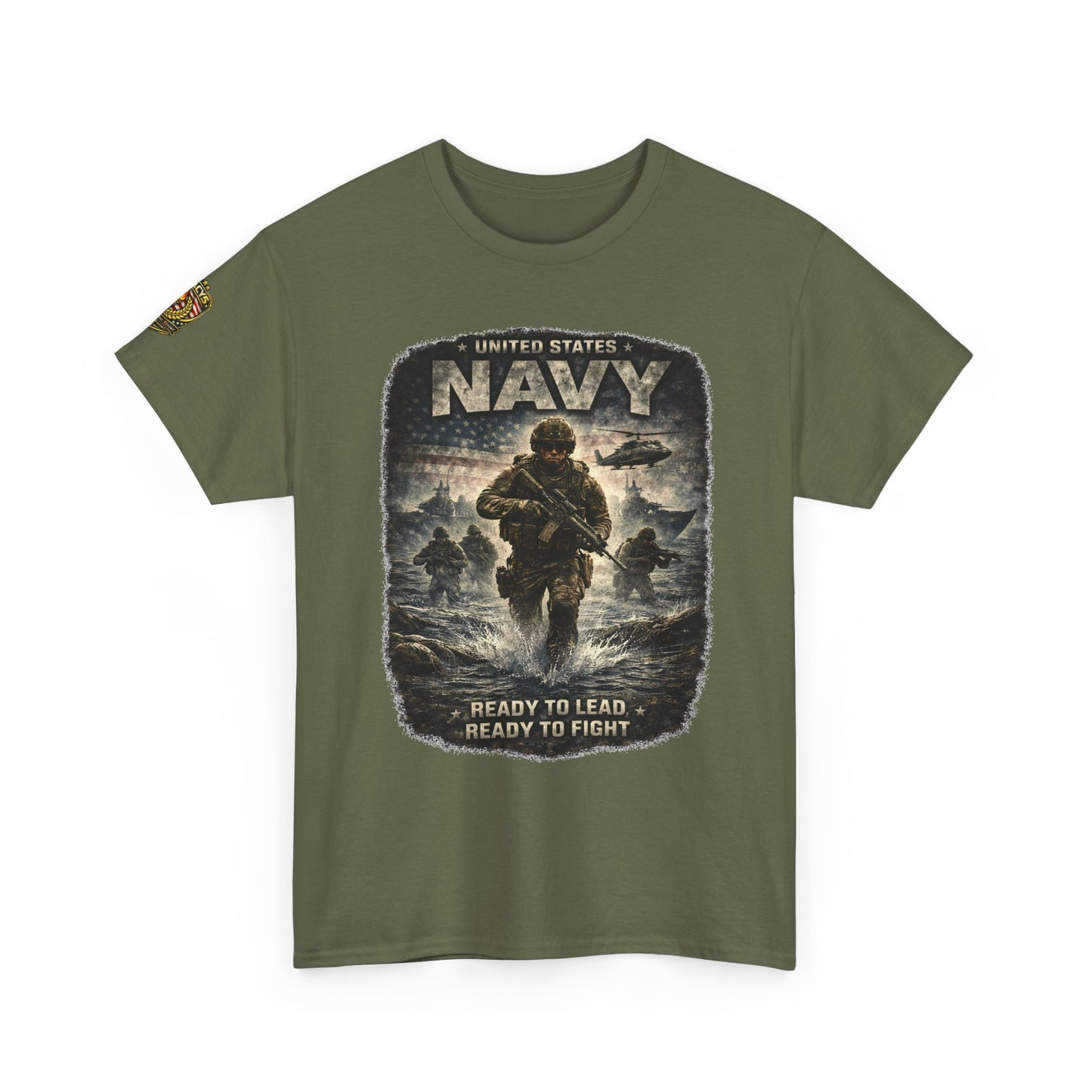 Navy  T-Shirt - "Ready to Learn, Ready to Fight" Military w/ Legacy 5 Brand Crest