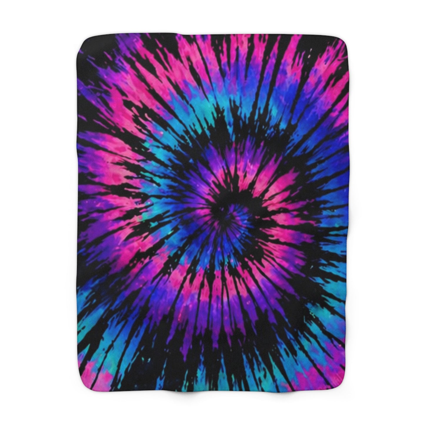Tie-Dye Sherpa Blanket — Vibrant Pink & Blue Spiral Plush Throw