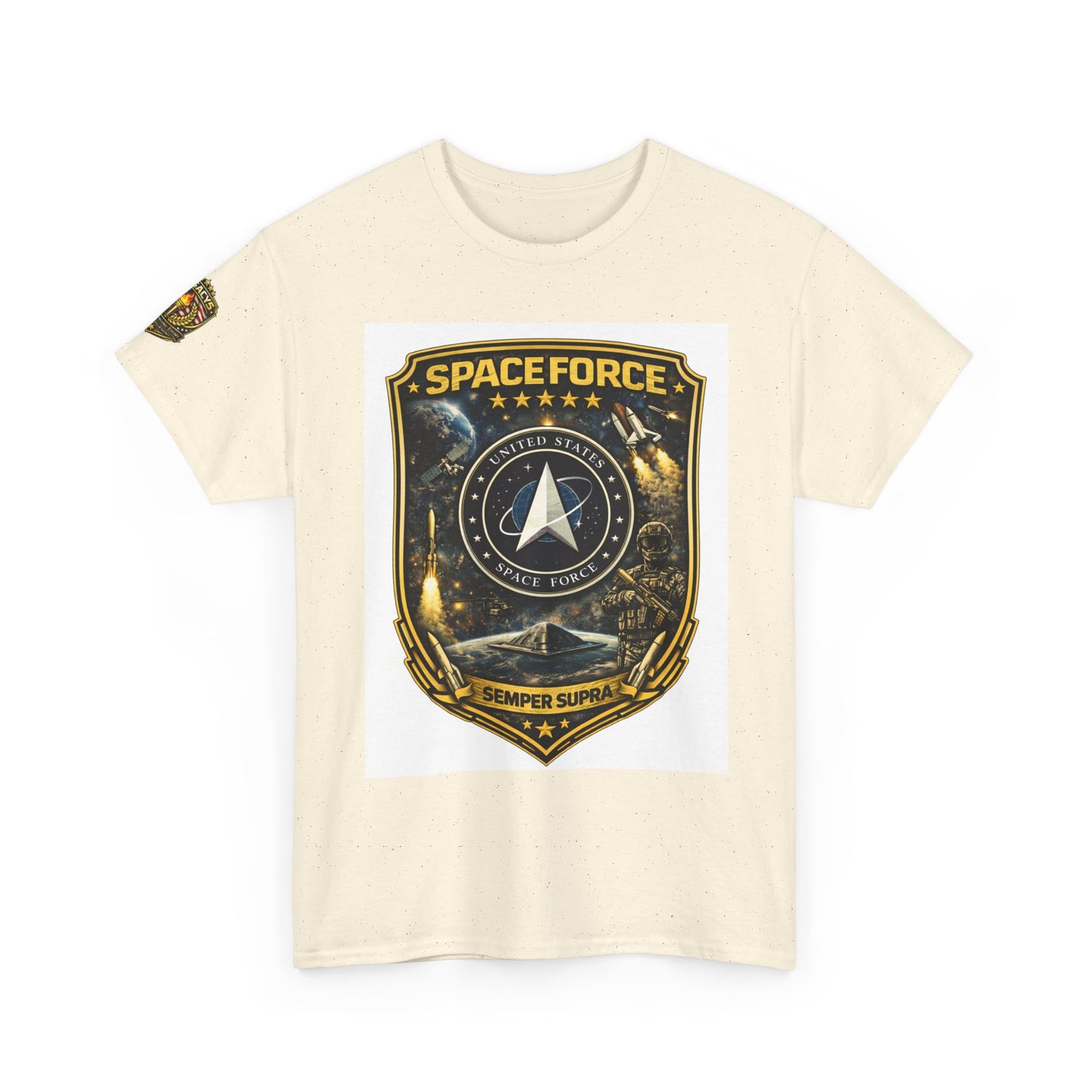 Space Force Shield T-Shirt â€” 'Spaceforce' Emblem w/ Legacy 5 Brand Crest
