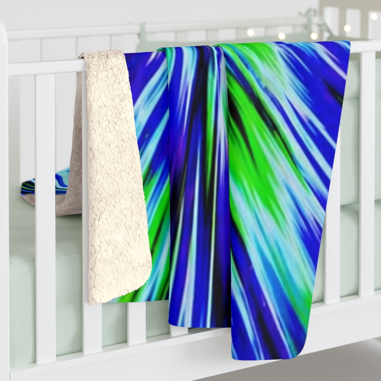 Cosmic Burst Sherpa Blanket — Blue & Green Tie-Dye Fleece Throw
