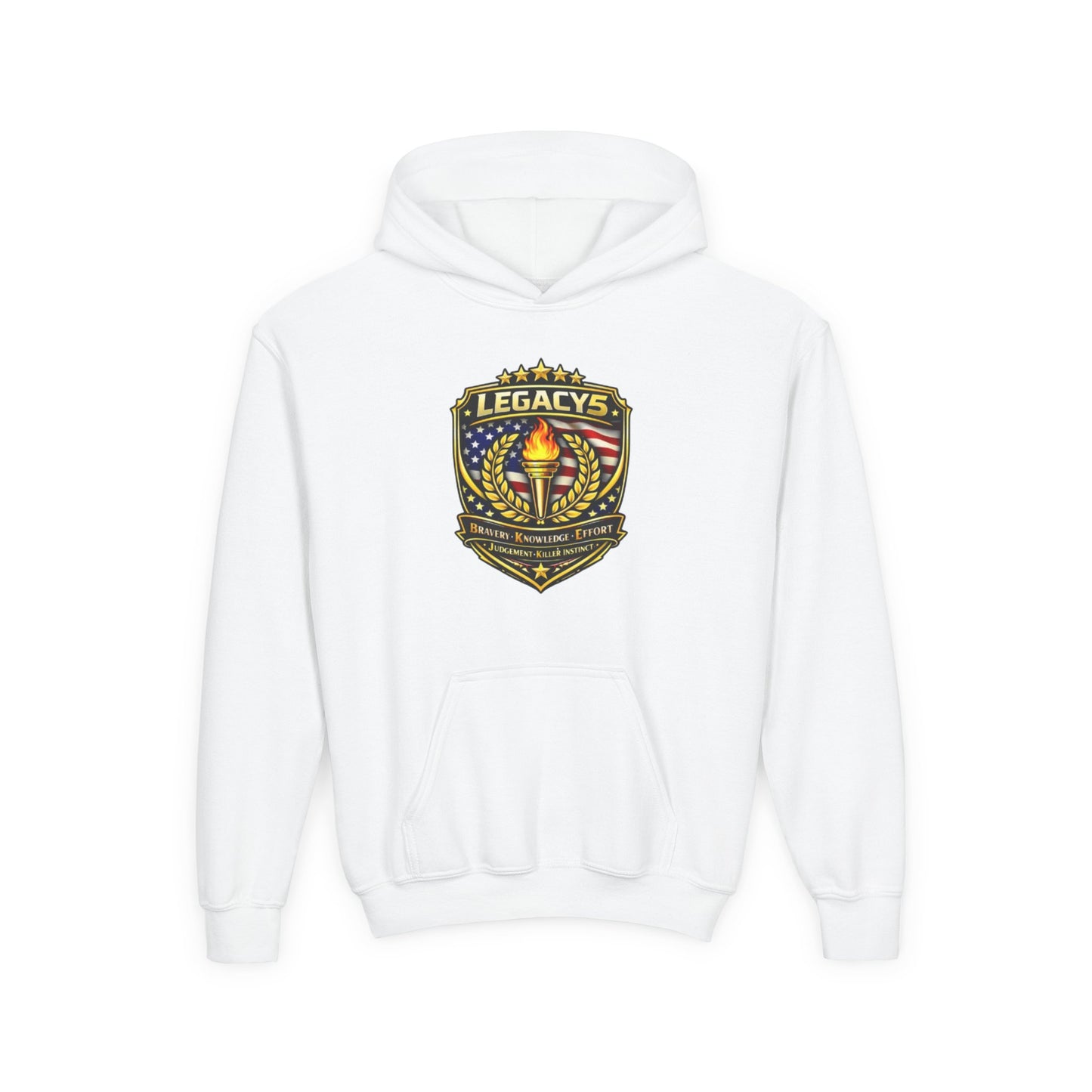 Youth Hoodie â€” "Legacy's" American Flag Torch Emblem
