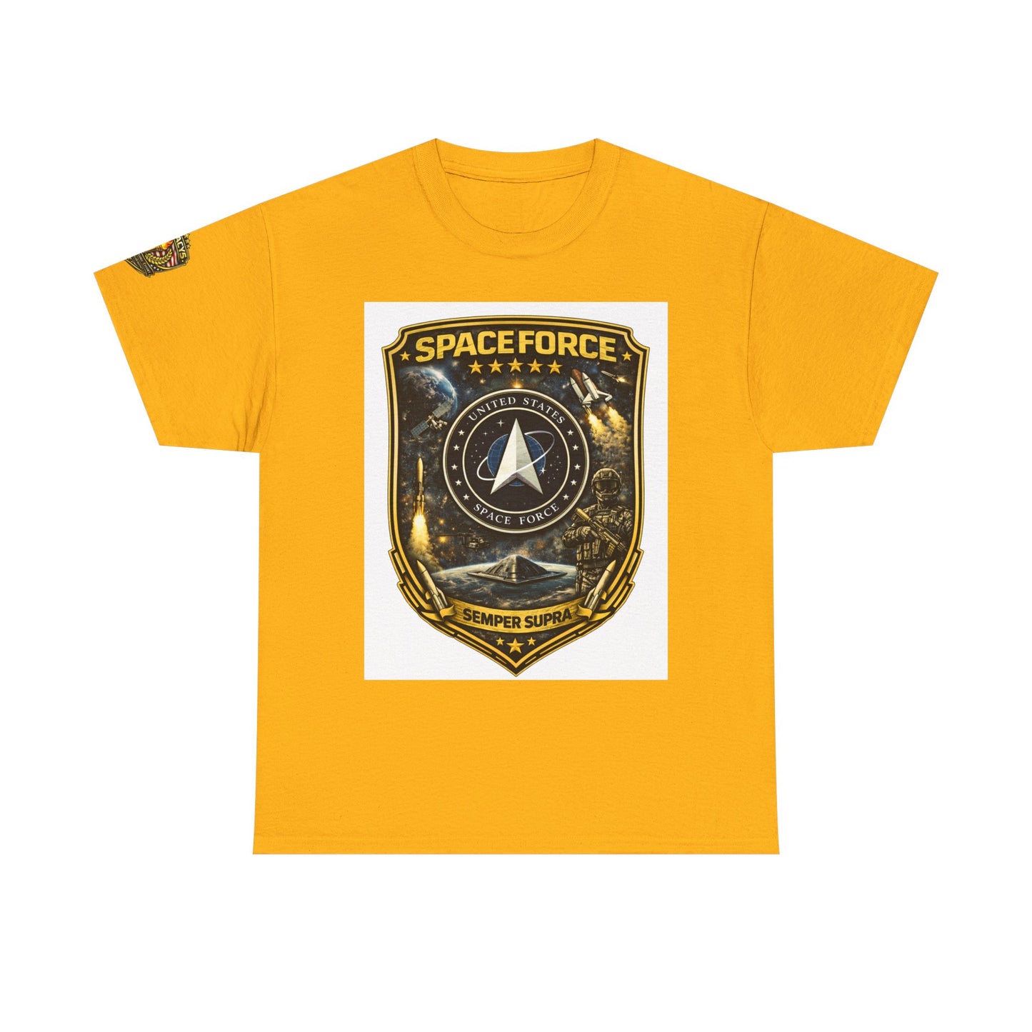 Space Force Shield T-Shirt â€” 'Spaceforce' Emblem w/ Legacy 5 Brand Crest