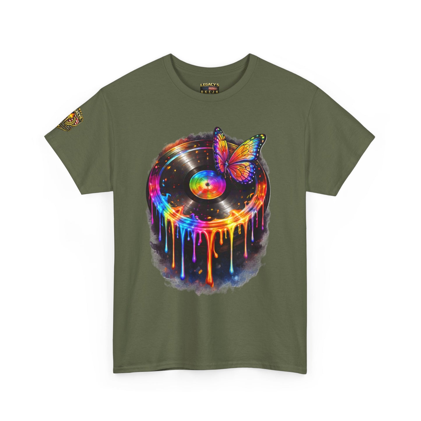 Colorful Dripping Retro Music Vinyl Record Butterfly T-Shirt