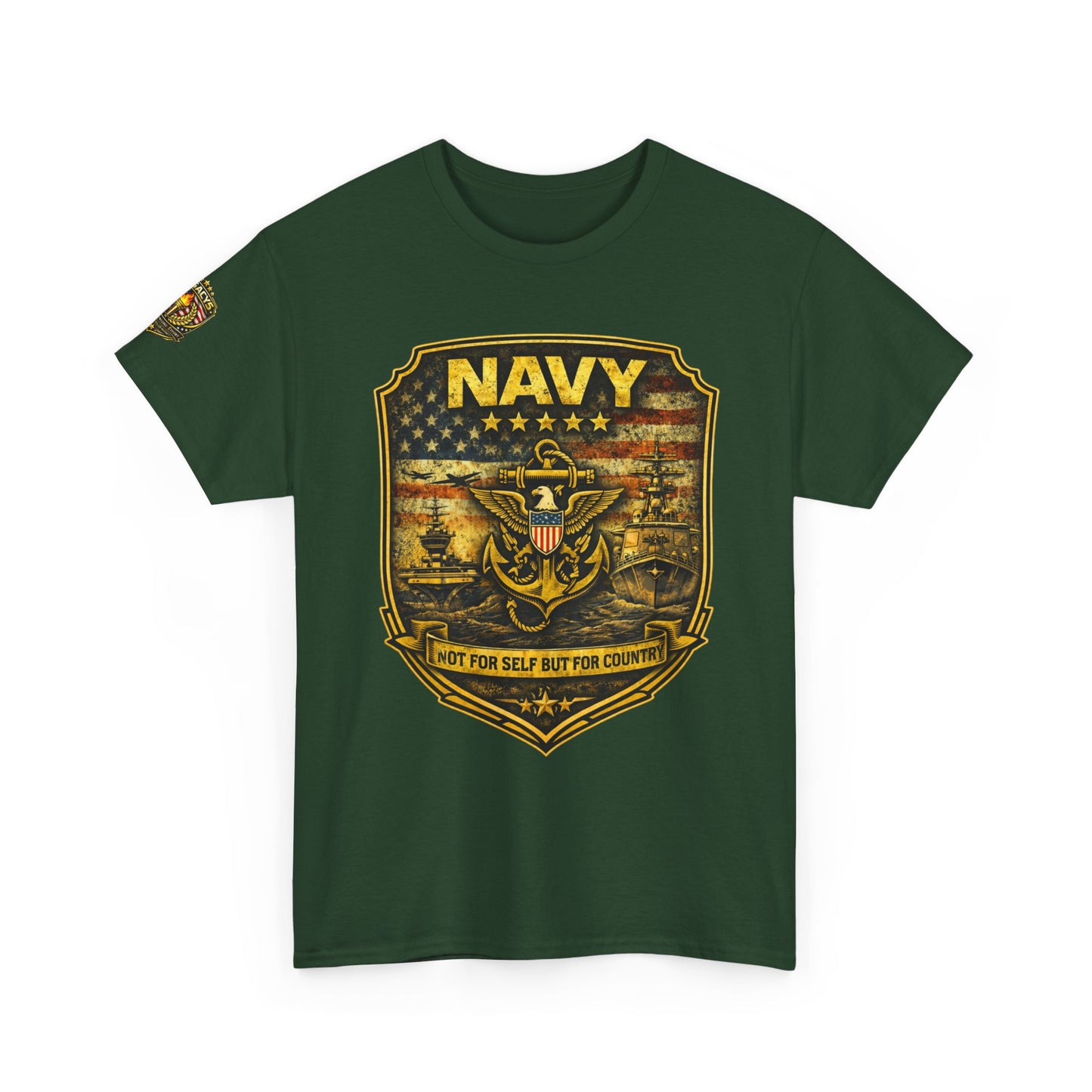 Navy Shield Graphic Tee â€” 'Not For Self But For Country' Patriotic Military w/ Legacy 5 Brand Crest