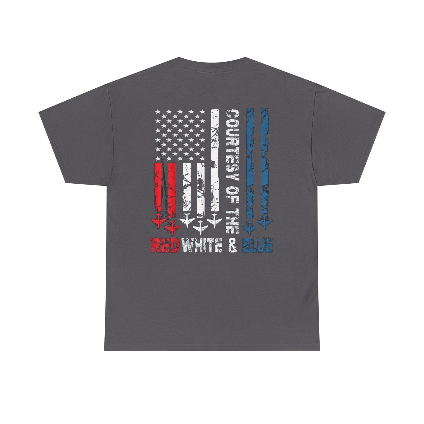 Courtesy of the Red White & Blue Military Flag T-shirt