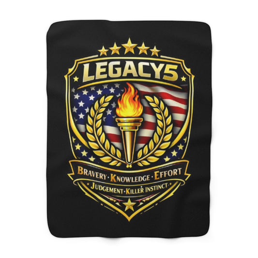 Legacy5 Torch Shield Sherpa Fleece Blanket — Patriotic Military Tribute