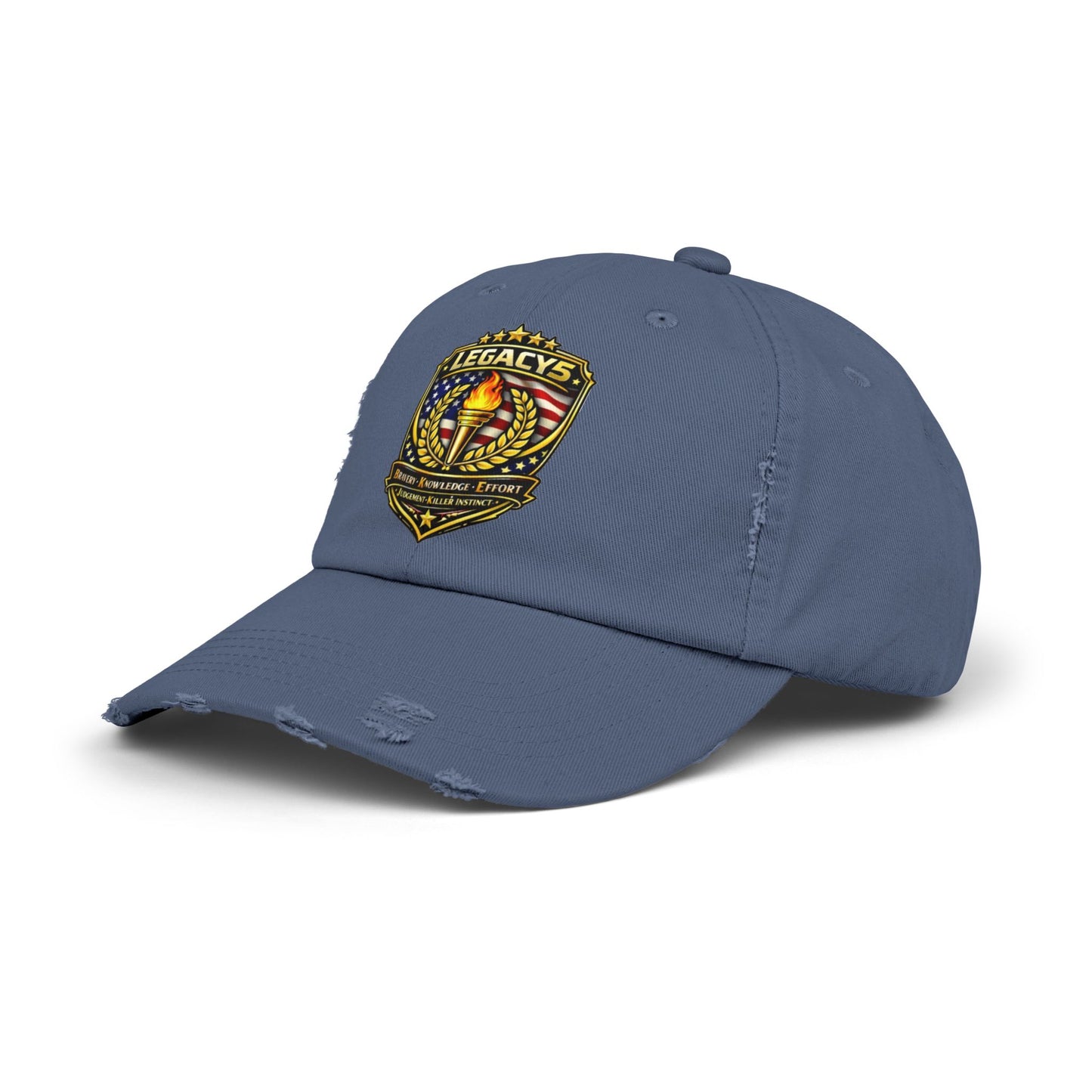 Legacy Shield Distressed Cap — Patriotic Torch Embroidered Hat