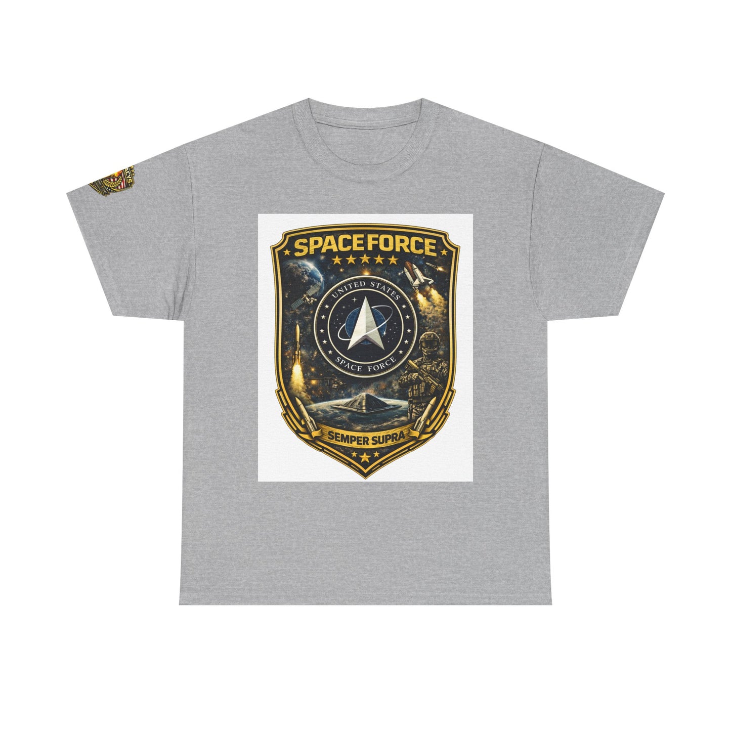 Space Force Shield T-Shirt â€” 'Spaceforce' Emblem w/ Legacy 5 Brand Crest