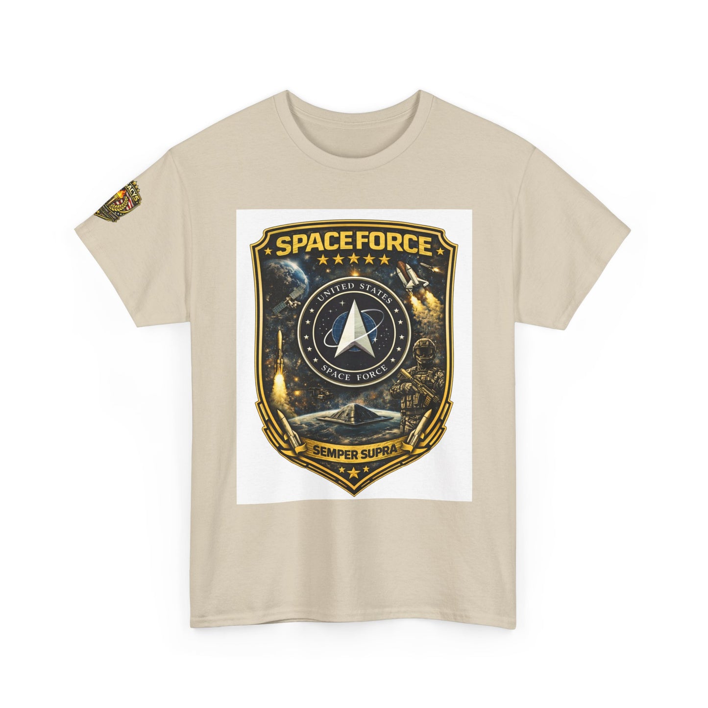 Space Force Shield T-Shirt â€” 'Spaceforce' Emblem w/ Legacy 5 Brand Crest