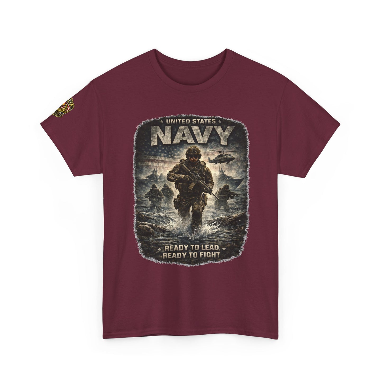Navy  T-Shirt - "Ready to Learn, Ready to Fight" Military w/ Legacy 5 Brand Crest