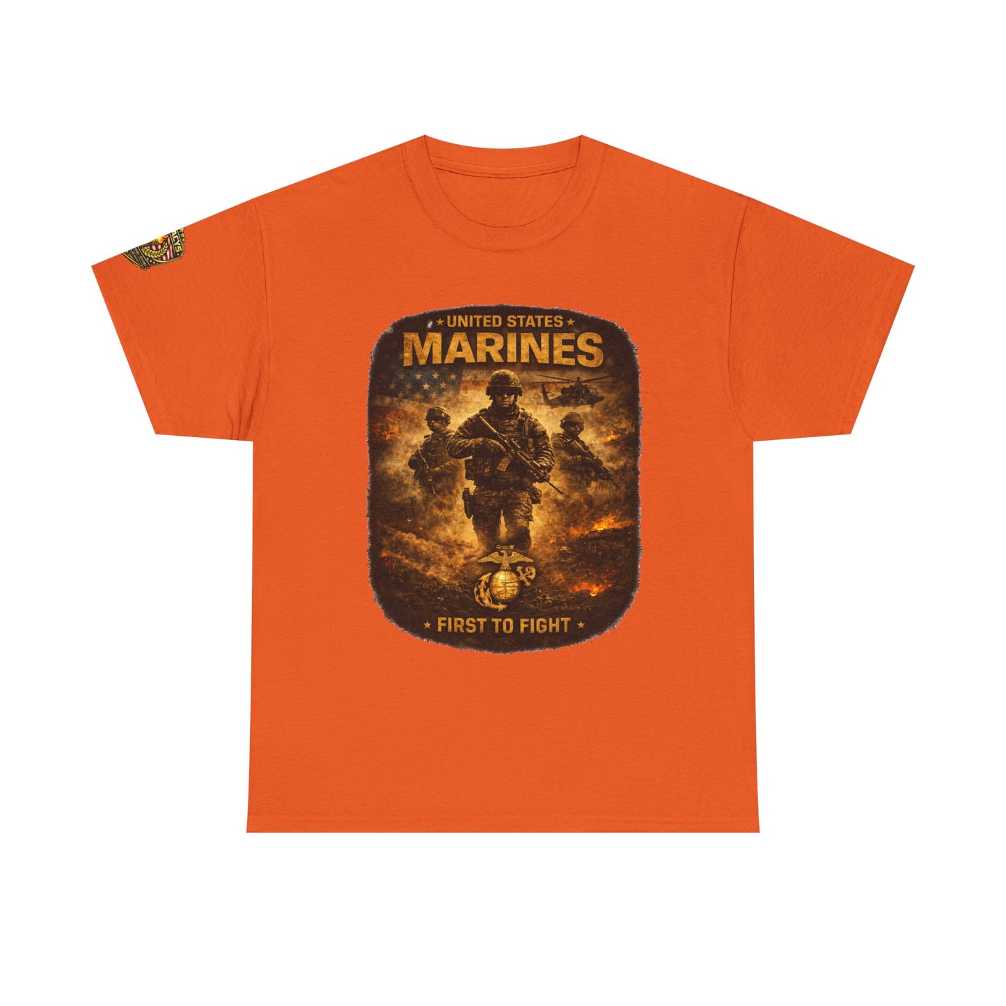 Marines "First to Fight" Graphic Tee â€” U.S. Marines Military Tribute w/ Legacy 5 Brand Crest