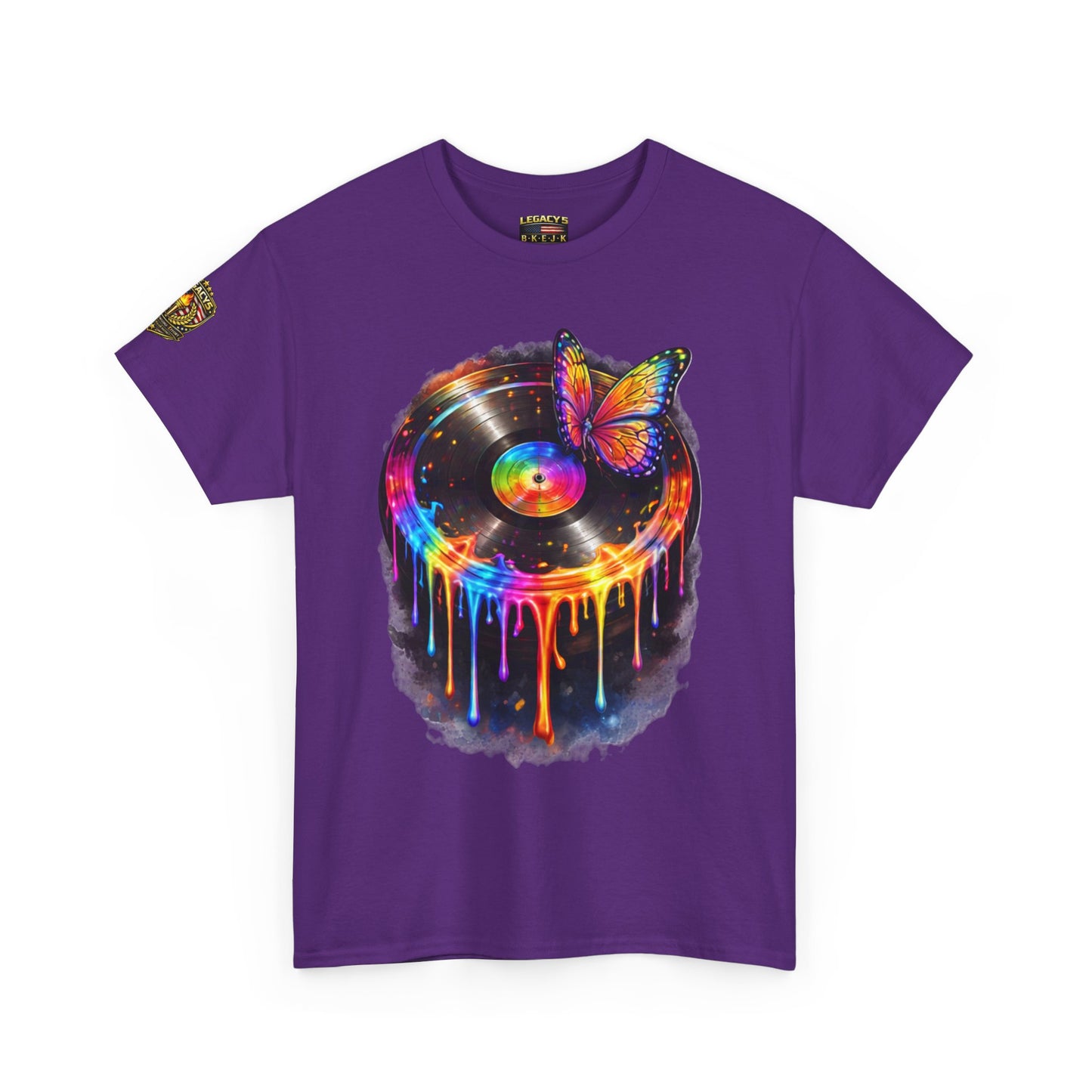 Colorful Dripping Retro Music Vinyl Record Butterfly T-Shirt