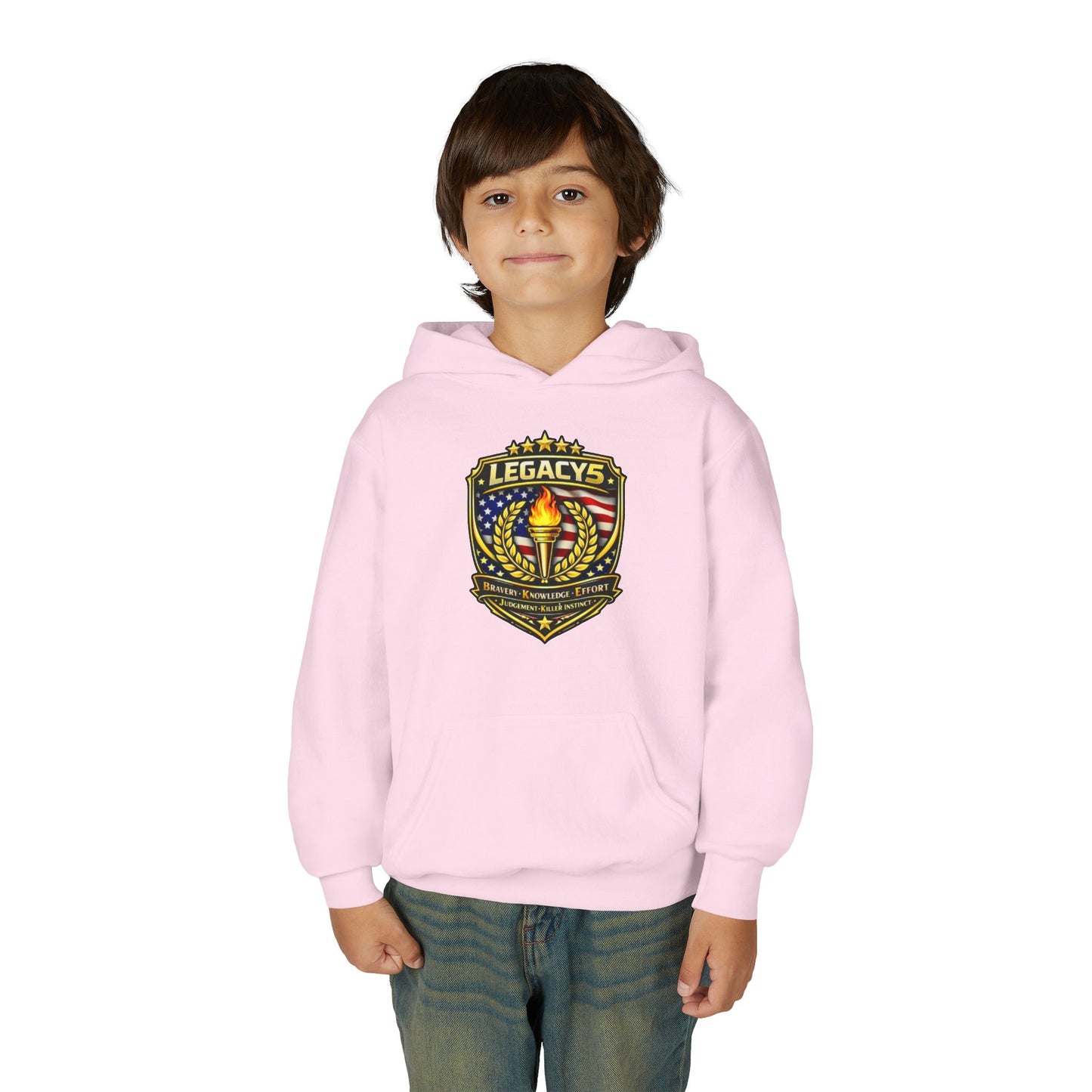 Youth Hoodie â€” "Legacy's" American Flag Torch Emblem