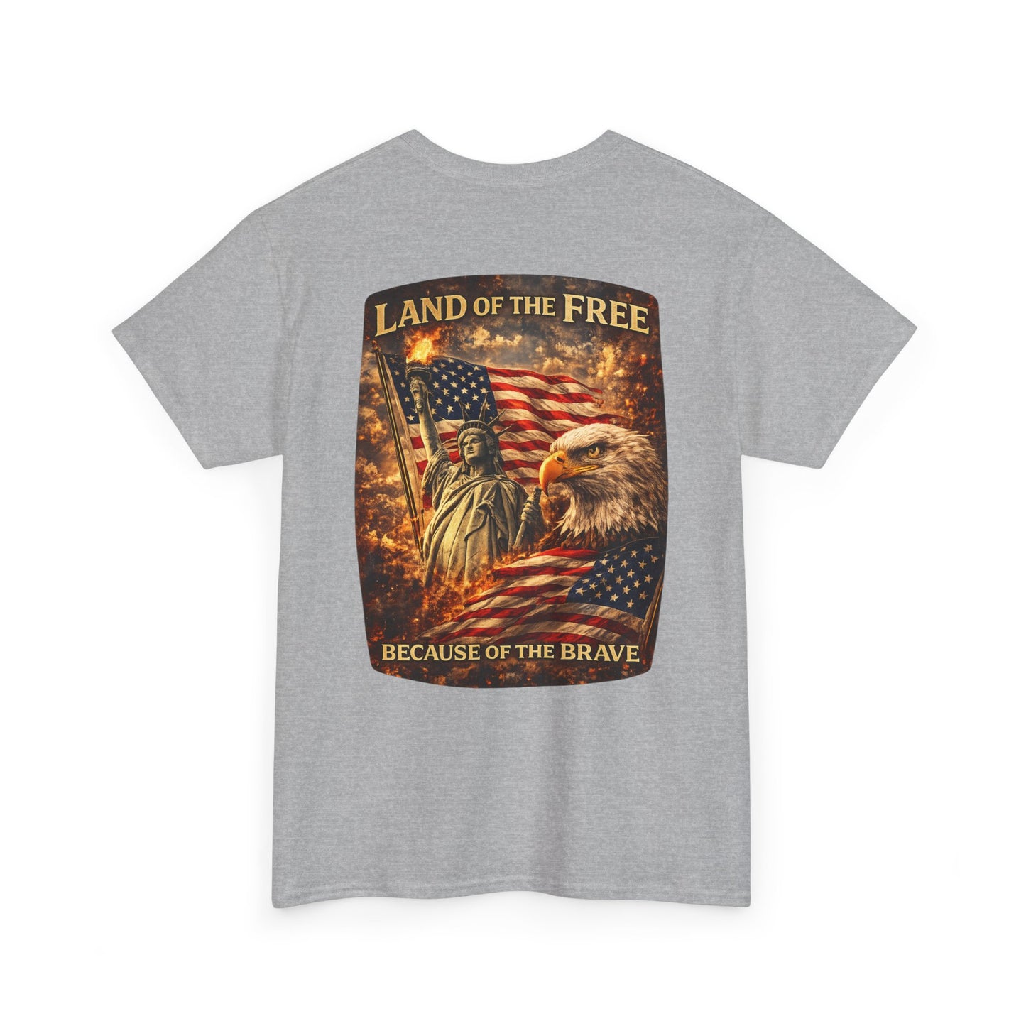 Patriotic 'Land of the Free' American Flag, Statue of Liberty & Eagle Graphic T-shirt