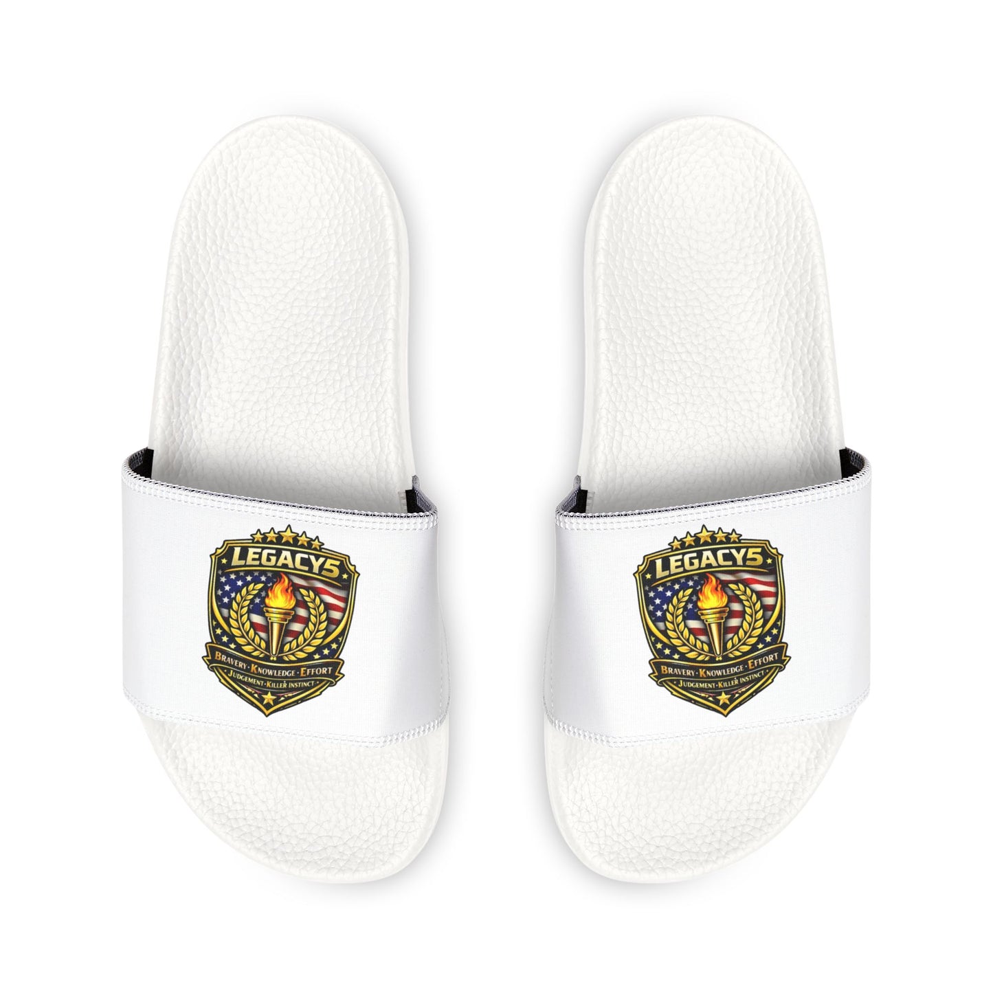 Men's Slide Sandals with Veteran Badge Print â€” Removable Strap Casual Pool Slides