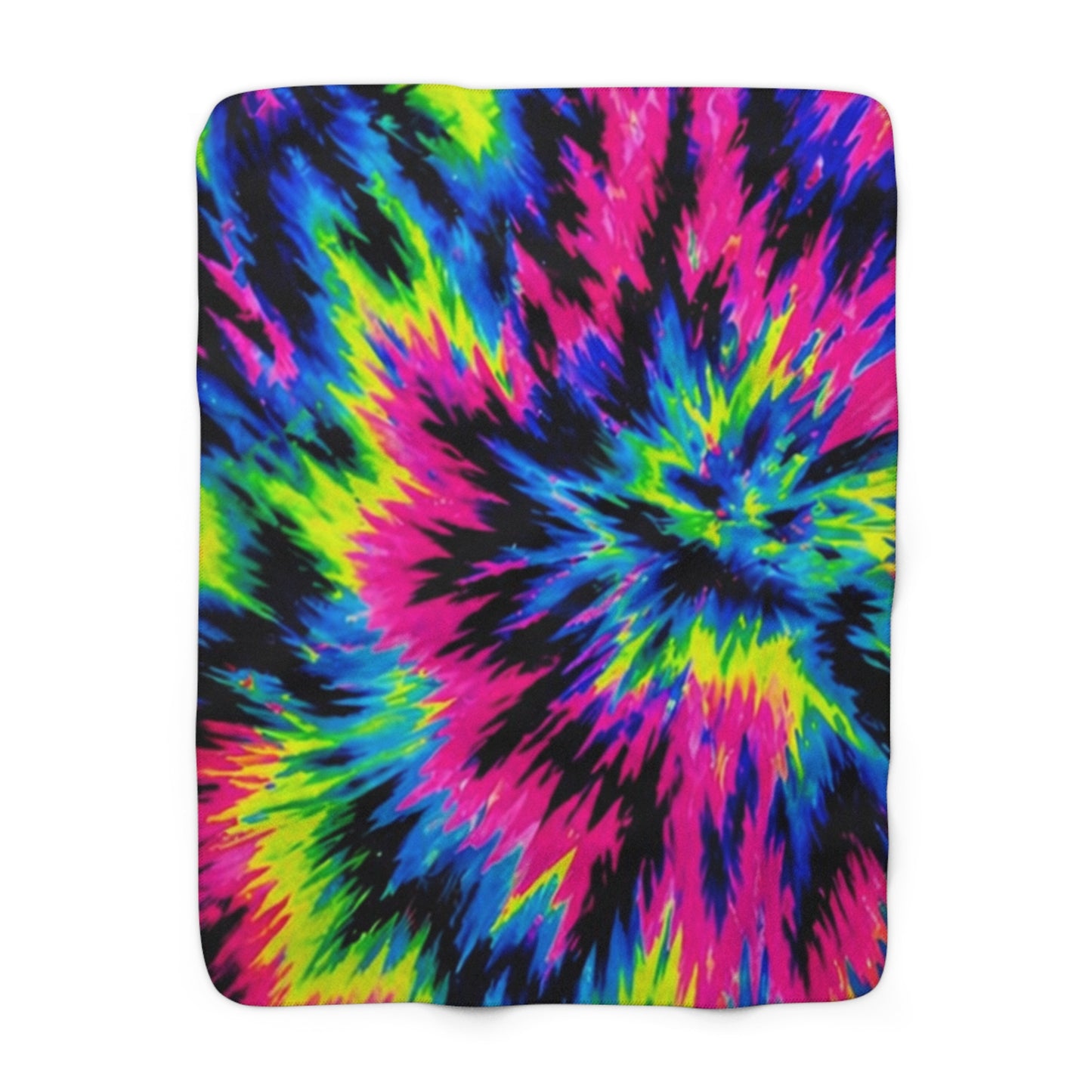 Tie-Dye Burst Sherpa Blanket — Plush Fleece Throw, Bright Neon Spiral Cozy Throw for Dorms & Gifts