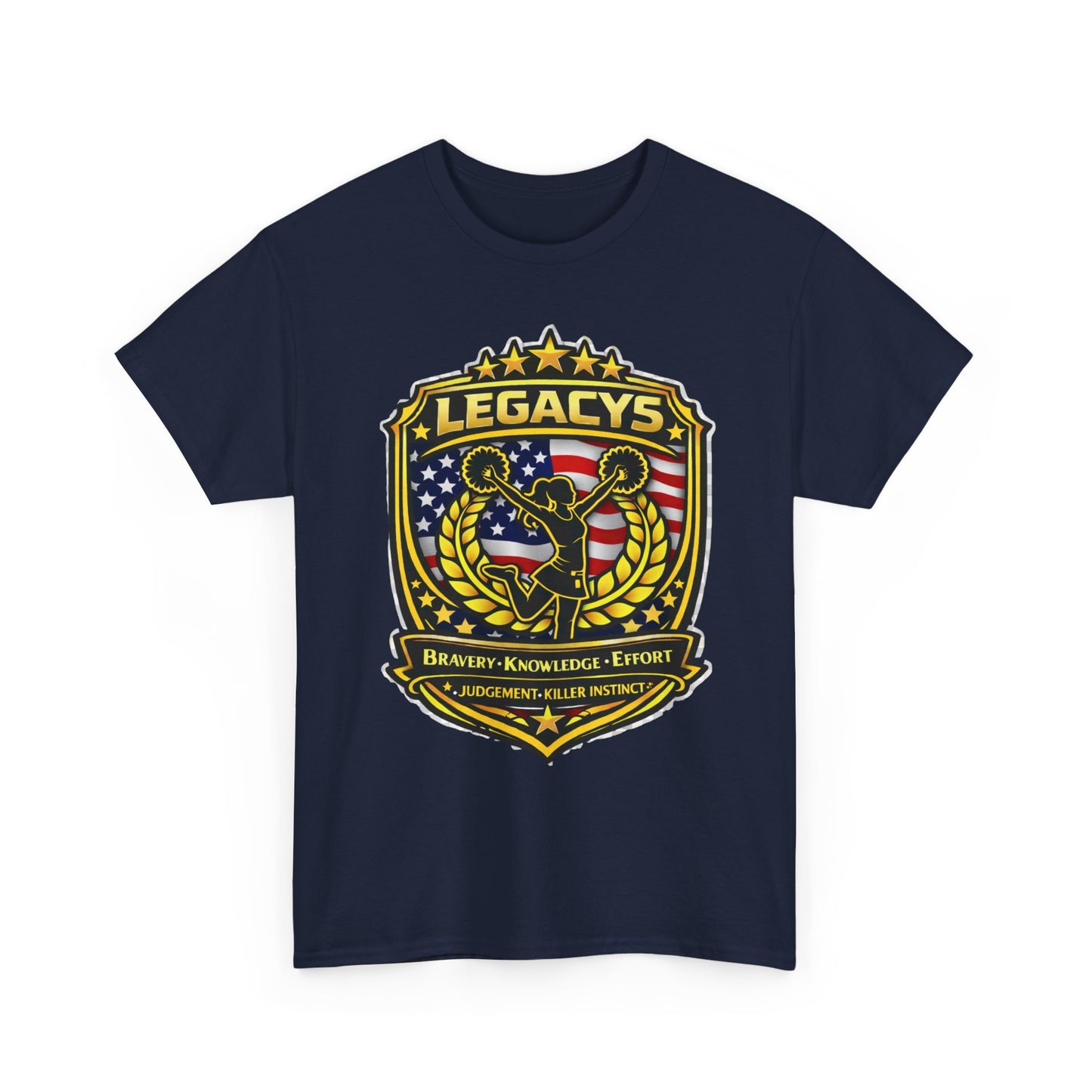 Cheerleading- Female Silhouette Legacy Shield T-Shirt