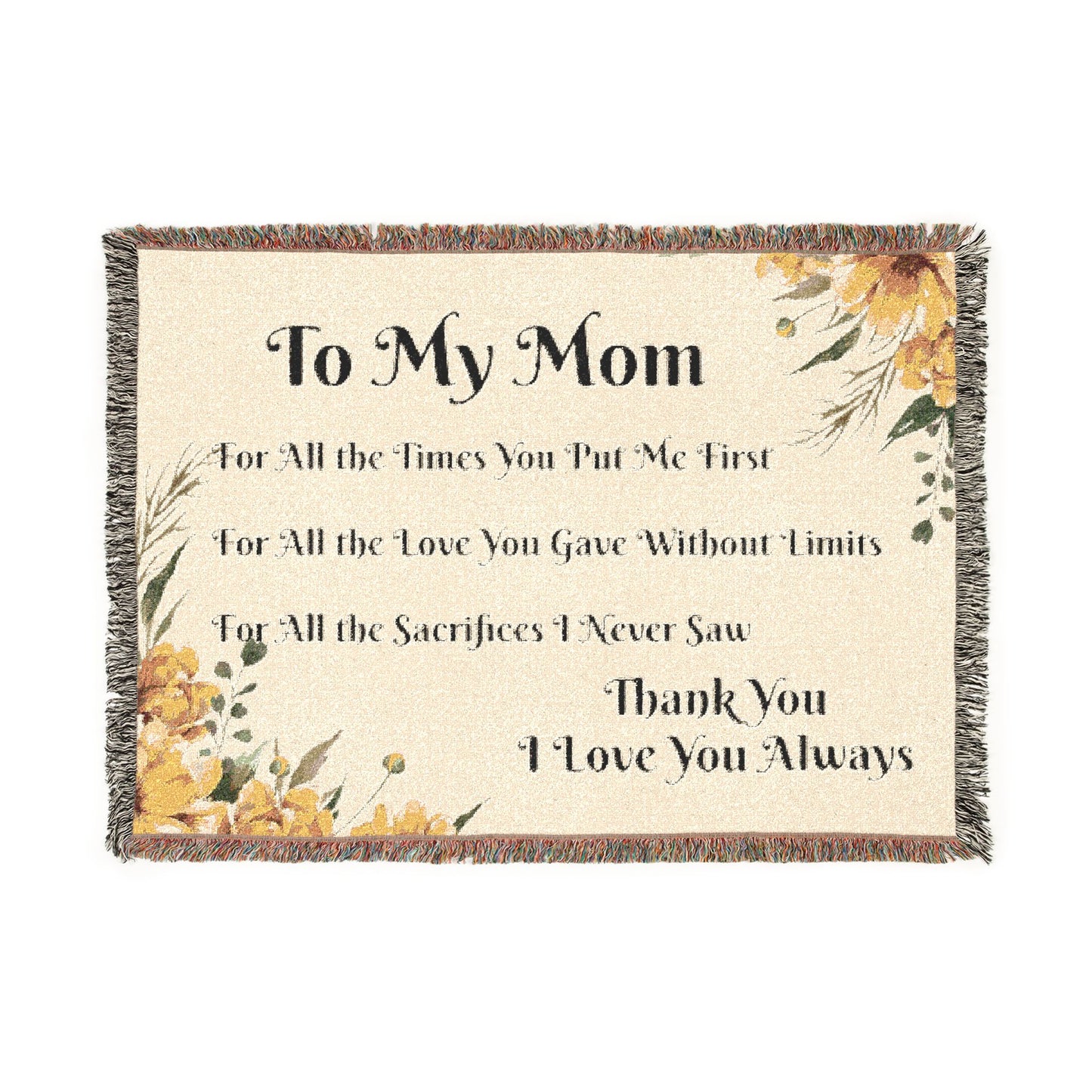 To My Mom- Woven Blanket â€“ Heartfelt Floral Tribute Throw for Motherâ€™s Day & Gifts