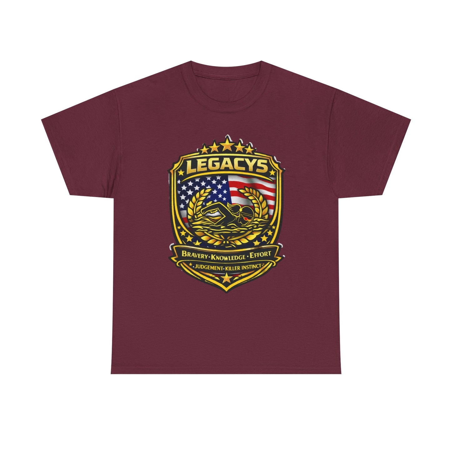 Swimming - Female Silhouette Legacy Shield T-Shirt