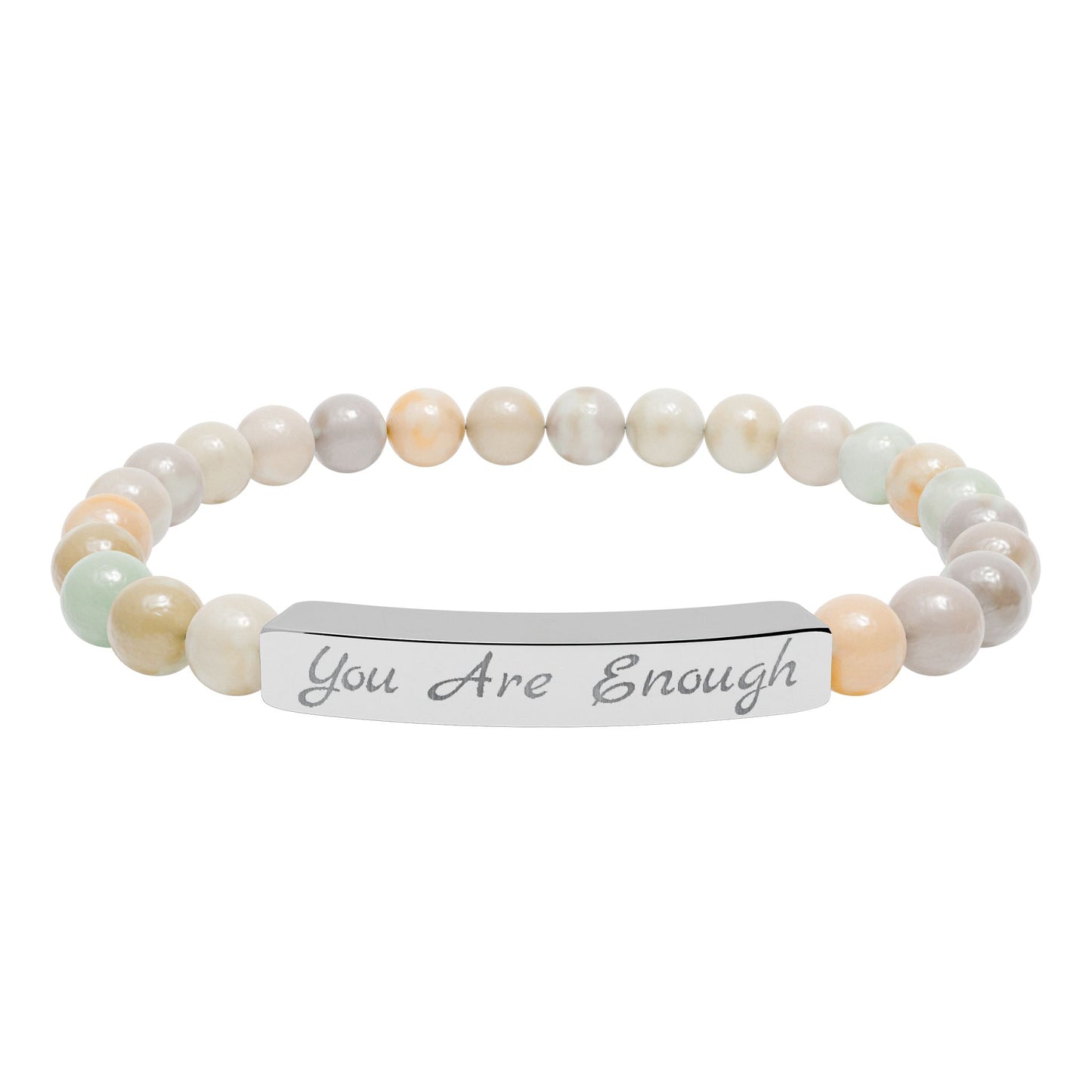 Engraved 'You Are Enough' Natural Stone Stretch Bracelet