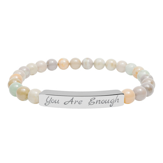 Engraved 'You Are Enough' Natural Stone Stretch Bracelet