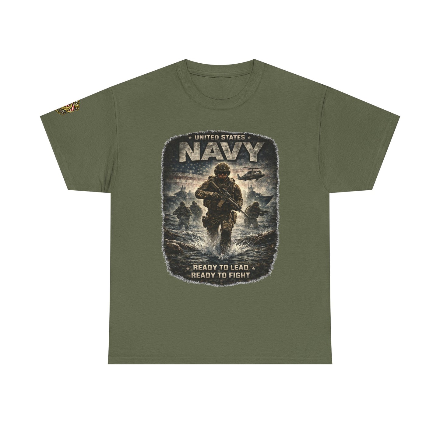 Navy  T-Shirt - "Ready to Learn, Ready to Fight" Military w/ Legacy 5 Brand Crest