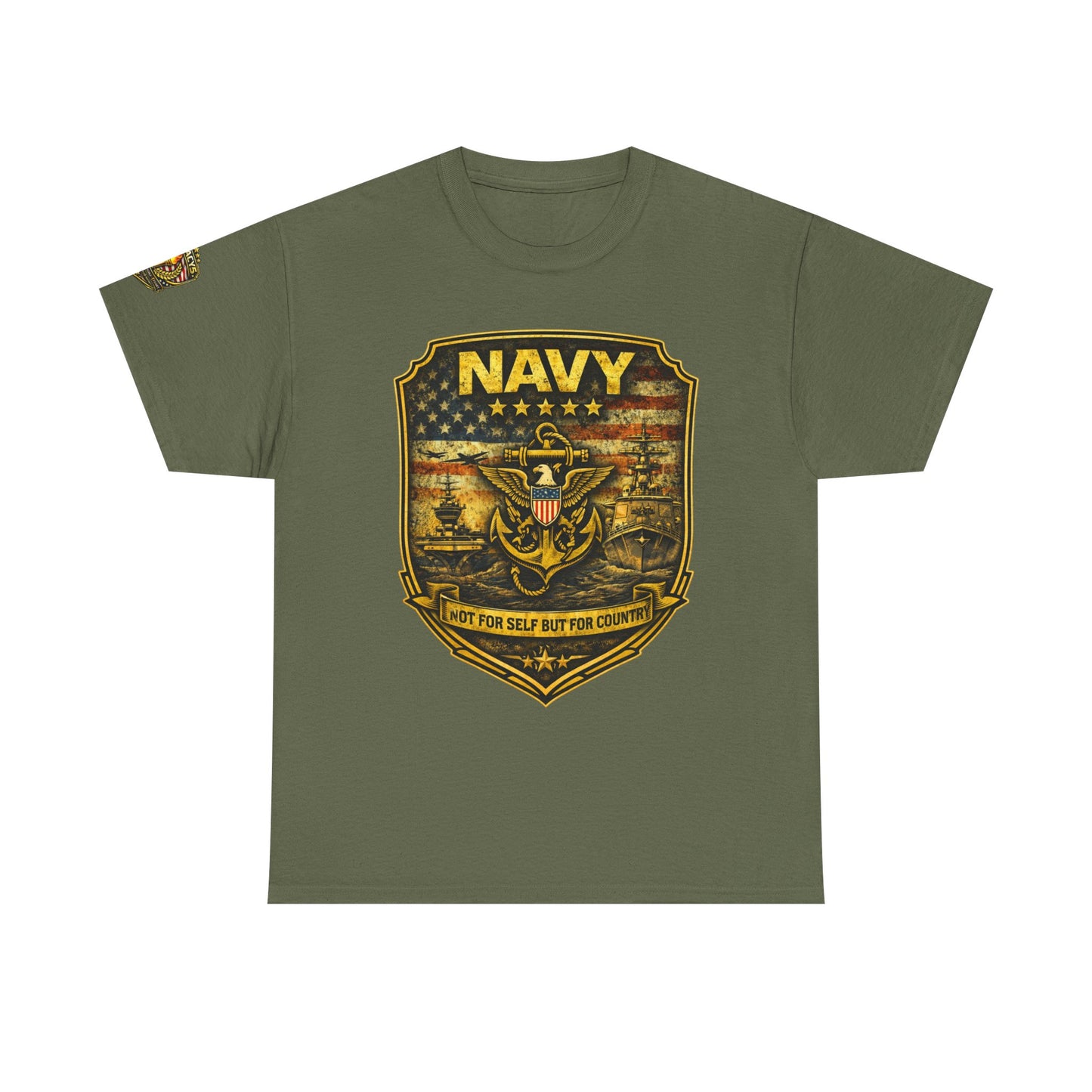 Navy Shield Graphic Tee â€” 'Not For Self But For Country' Patriotic Military w/ Legacy 5 Brand Crest