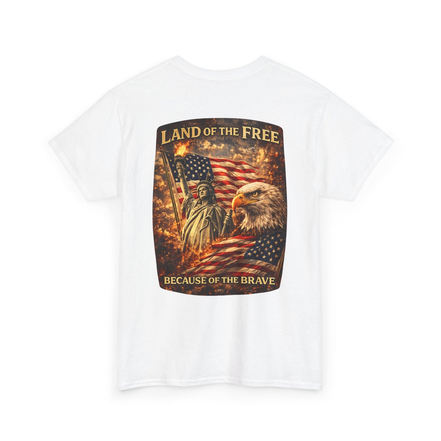 Patriotic 'Land of the Free' American Flag, Statue of Liberty & Eagle Graphic T-shirt