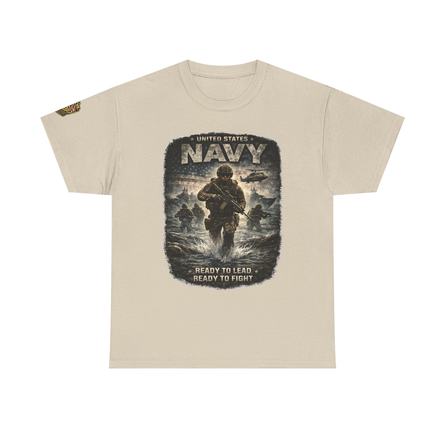 Navy  T-Shirt - "Ready to Learn, Ready to Fight" Military w/ Legacy 5 Brand Crest