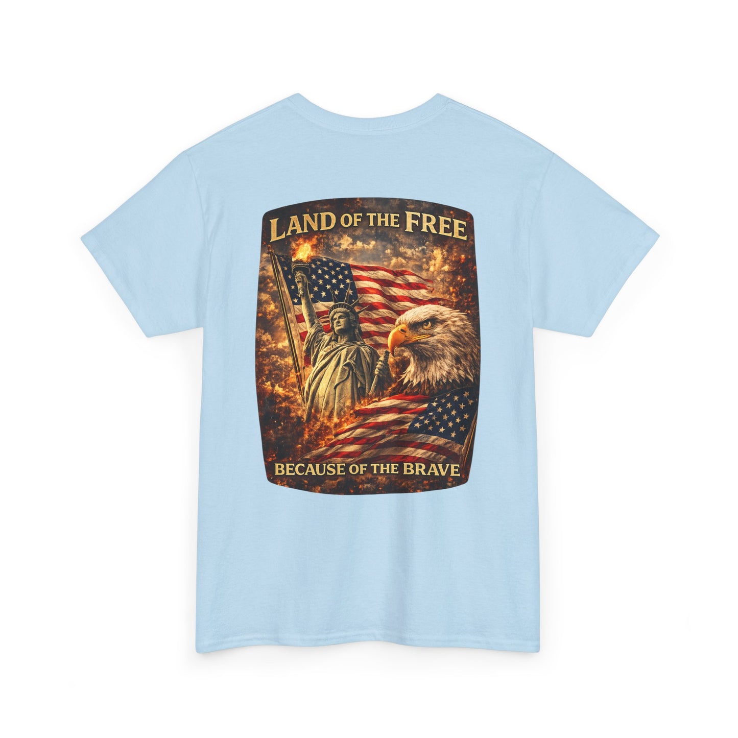 Patriotic 'Land of the Free' American Flag, Statue of Liberty & Eagle Graphic T-shirt