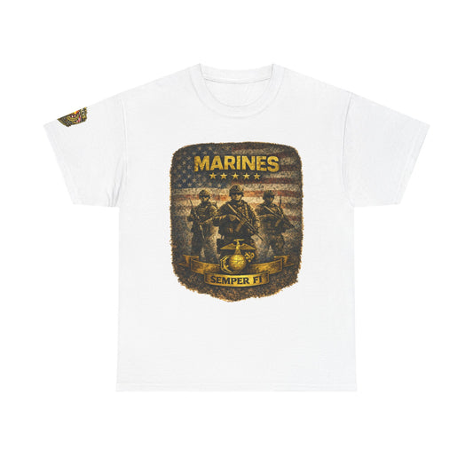 Marines Semper Fi Tâ€‘Shirt â€” Vintage Military Emblem Tee w/ Legacy 5 Brand Crest