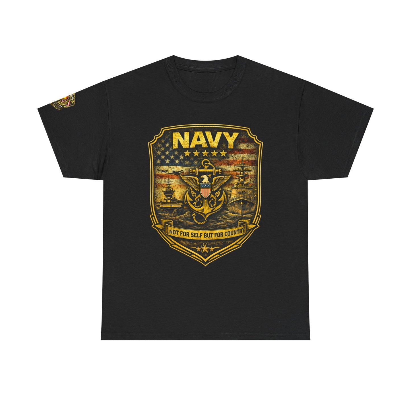 Navy Shield Graphic Tee â€” 'Not For Self But For Country' Patriotic Military w/ Legacy 5 Brand Crest