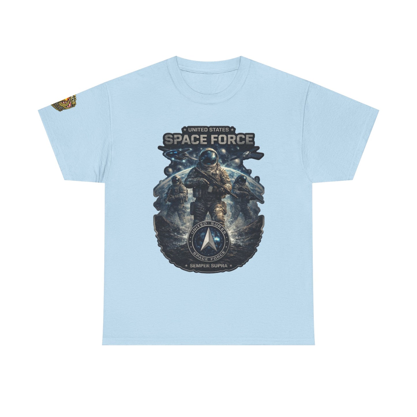 Space Force Graphic Tee â€” Astronaut Troopers Military Space Design w/ Legacy 5 Brand Crest
