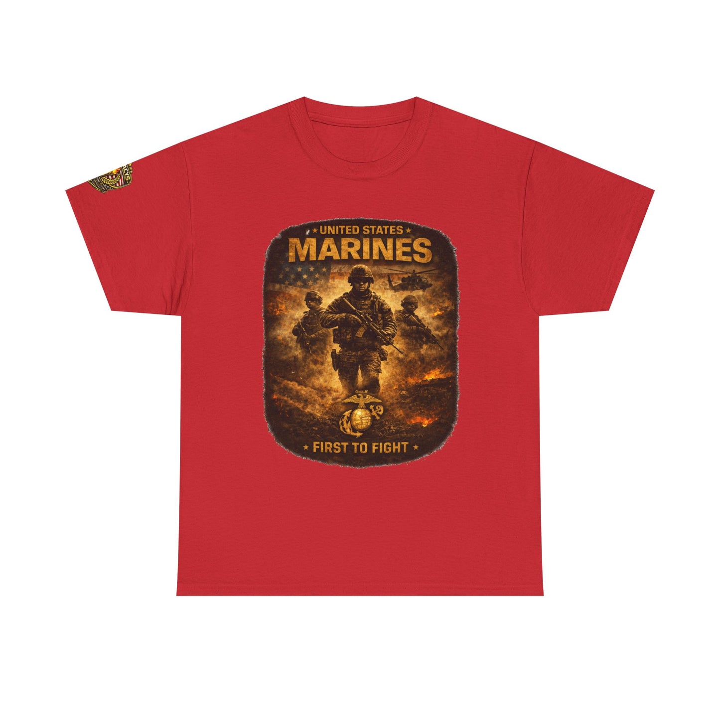 Marines "First to Fight" Graphic Tee â€” U.S. Marines Military Tribute w/ Legacy 5 Brand Crest