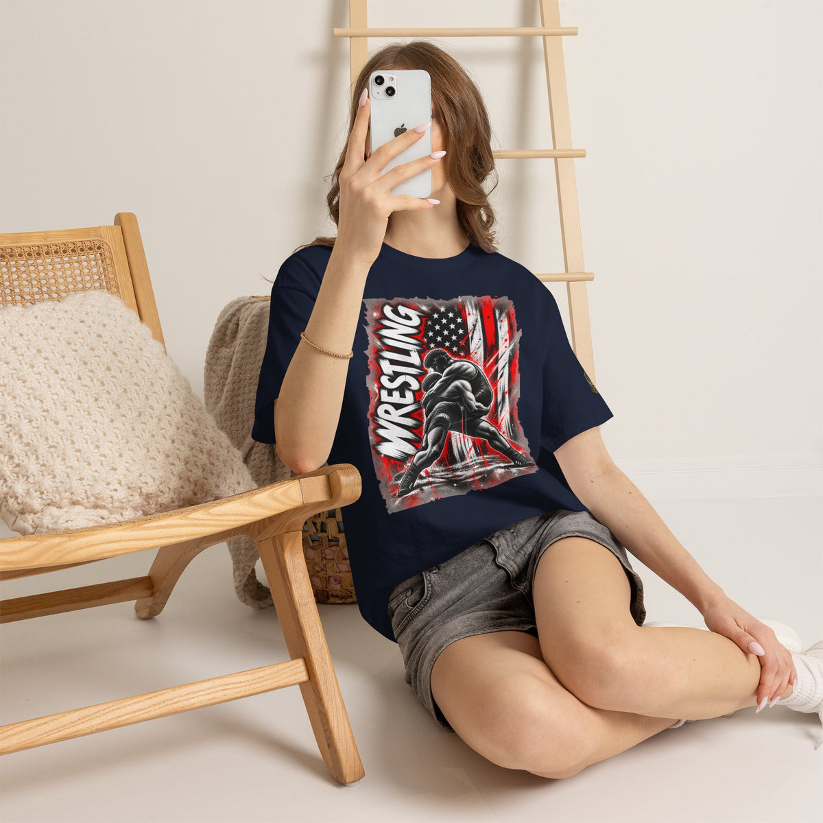 Wrestling USA Flag Tee — "Discipline Builds Champions"