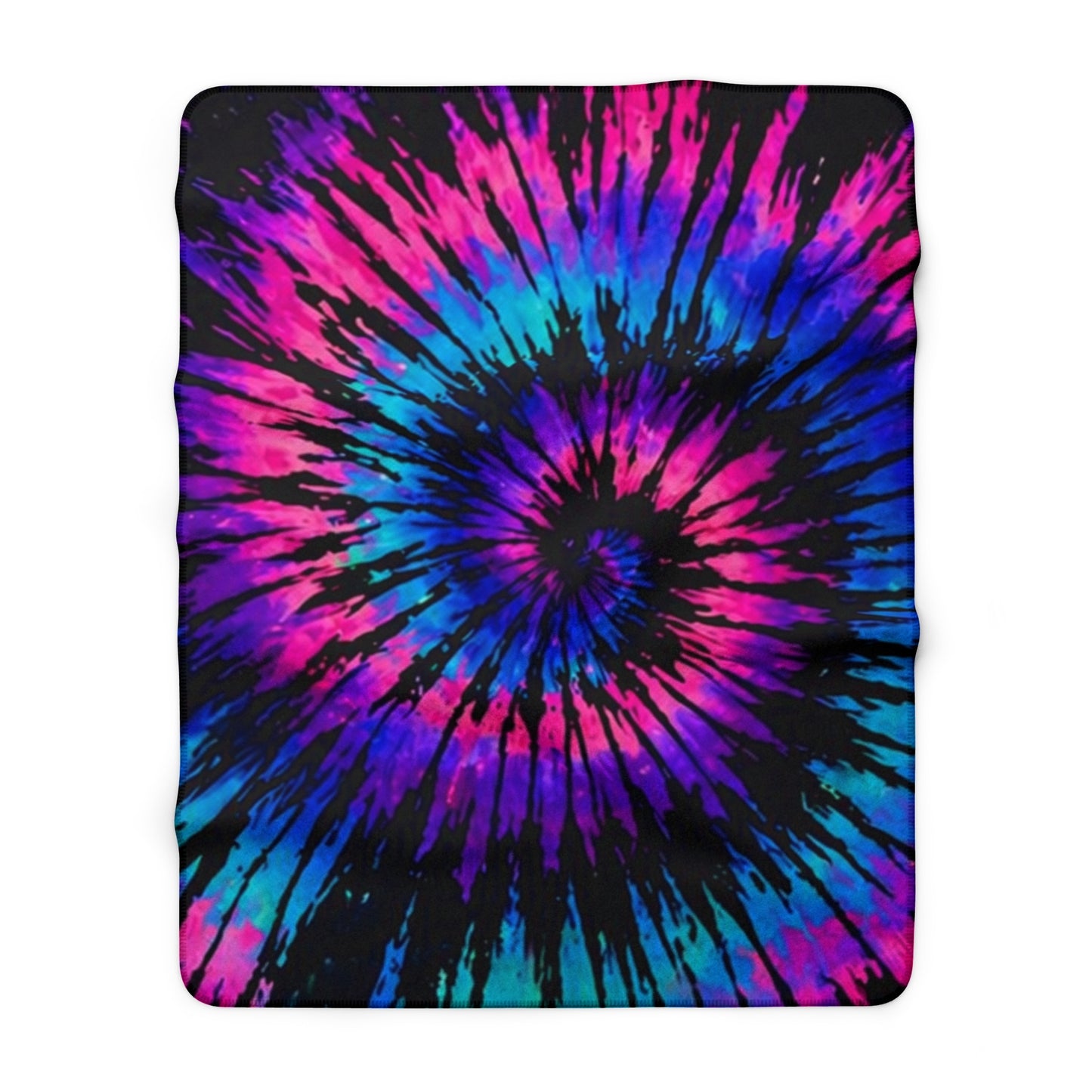Tie-Dye Sherpa Blanket — Vibrant Pink & Blue Spiral Plush Throw