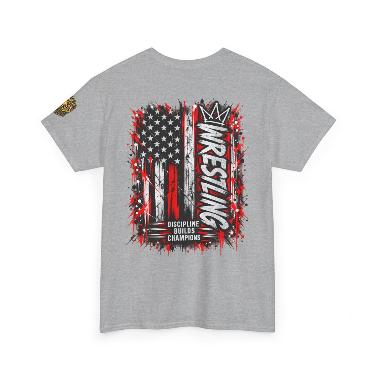 Wrestling USA Flag Tee — "Discipline Builds Champions"