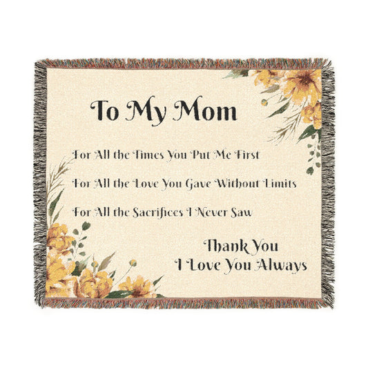 To My Mom- Woven Blanket â€“ Heartfelt Floral Tribute Throw for Motherâ€™s Day & Gifts