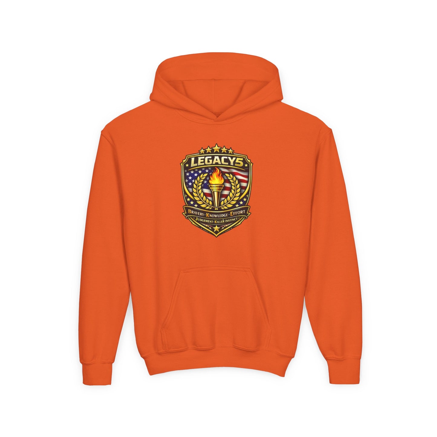 Youth Hoodie â€” "Legacy's" American Flag Torch Emblem