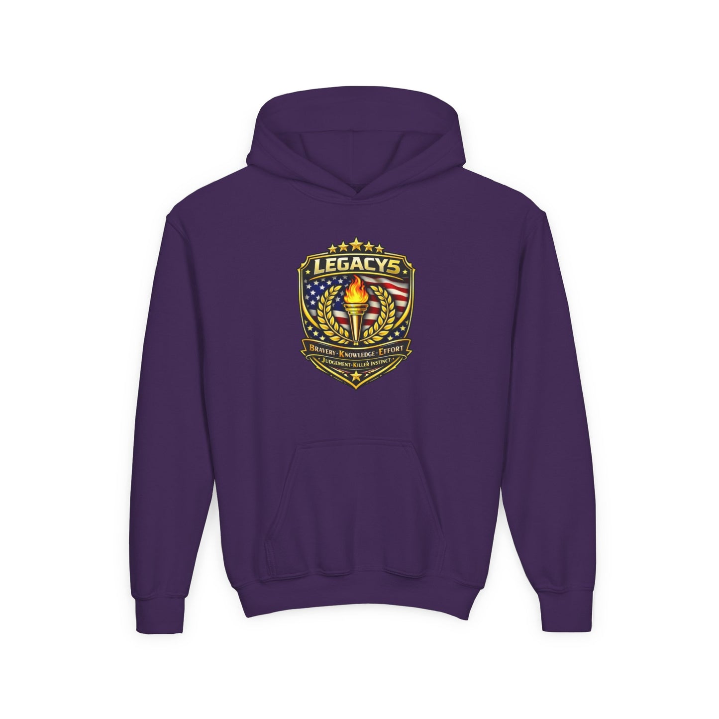 Youth Hoodie â€” "Legacy's" American Flag Torch Emblem