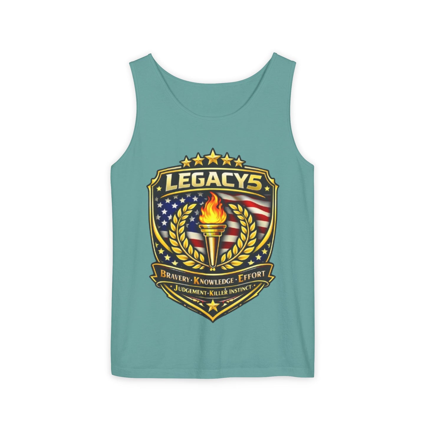 Legacy Shield Tank Top â€” American Flag Torch Emblem