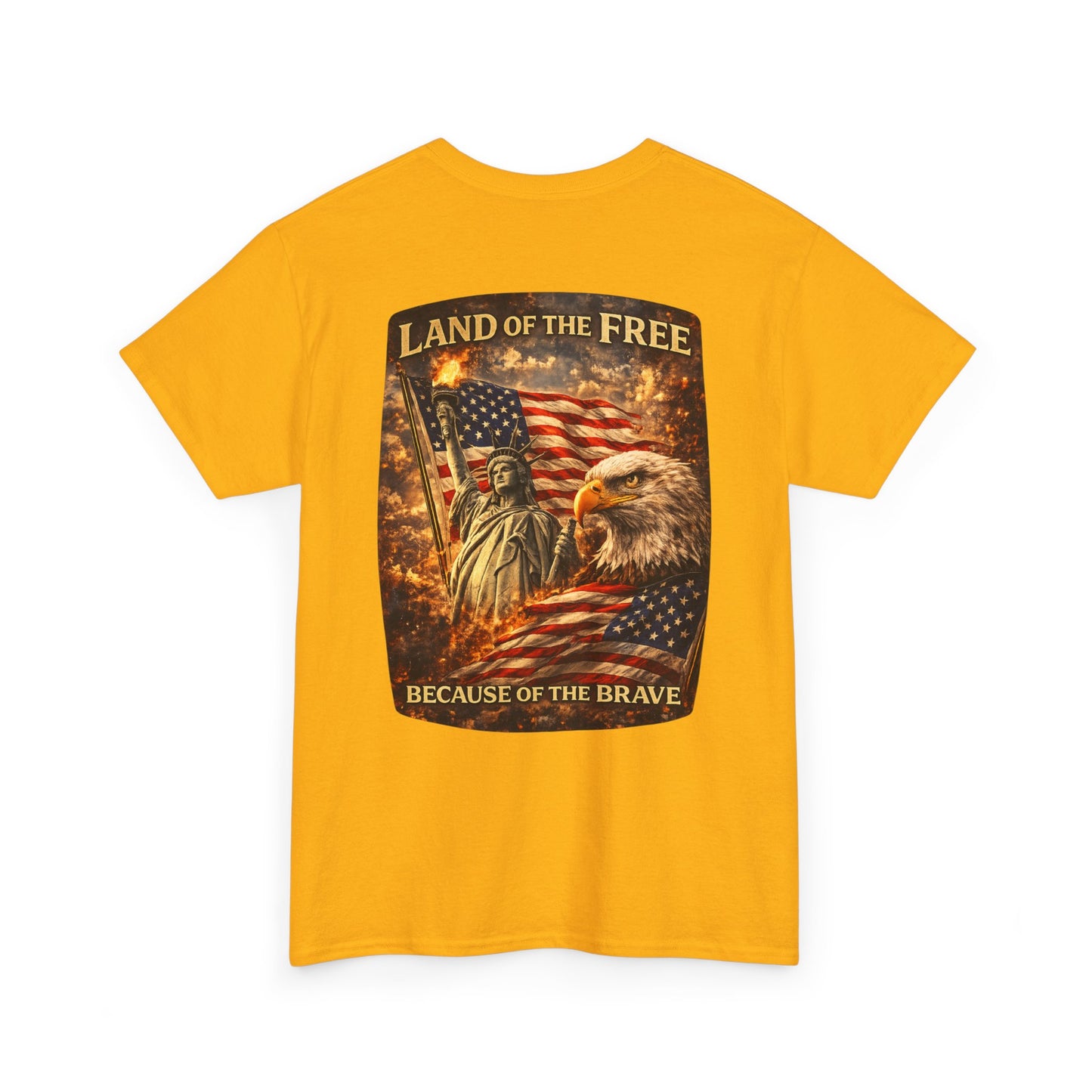 Patriotic 'Land of the Free' American Flag, Statue of Liberty & Eagle Graphic T-shirt
