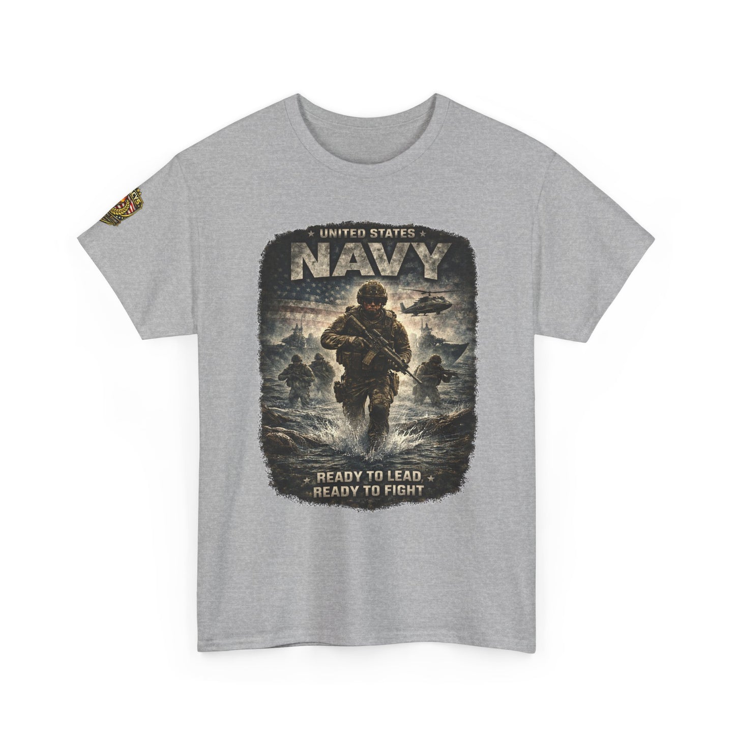 Navy  T-Shirt - "Ready to Learn, Ready to Fight" Military w/ Legacy 5 Brand Crest