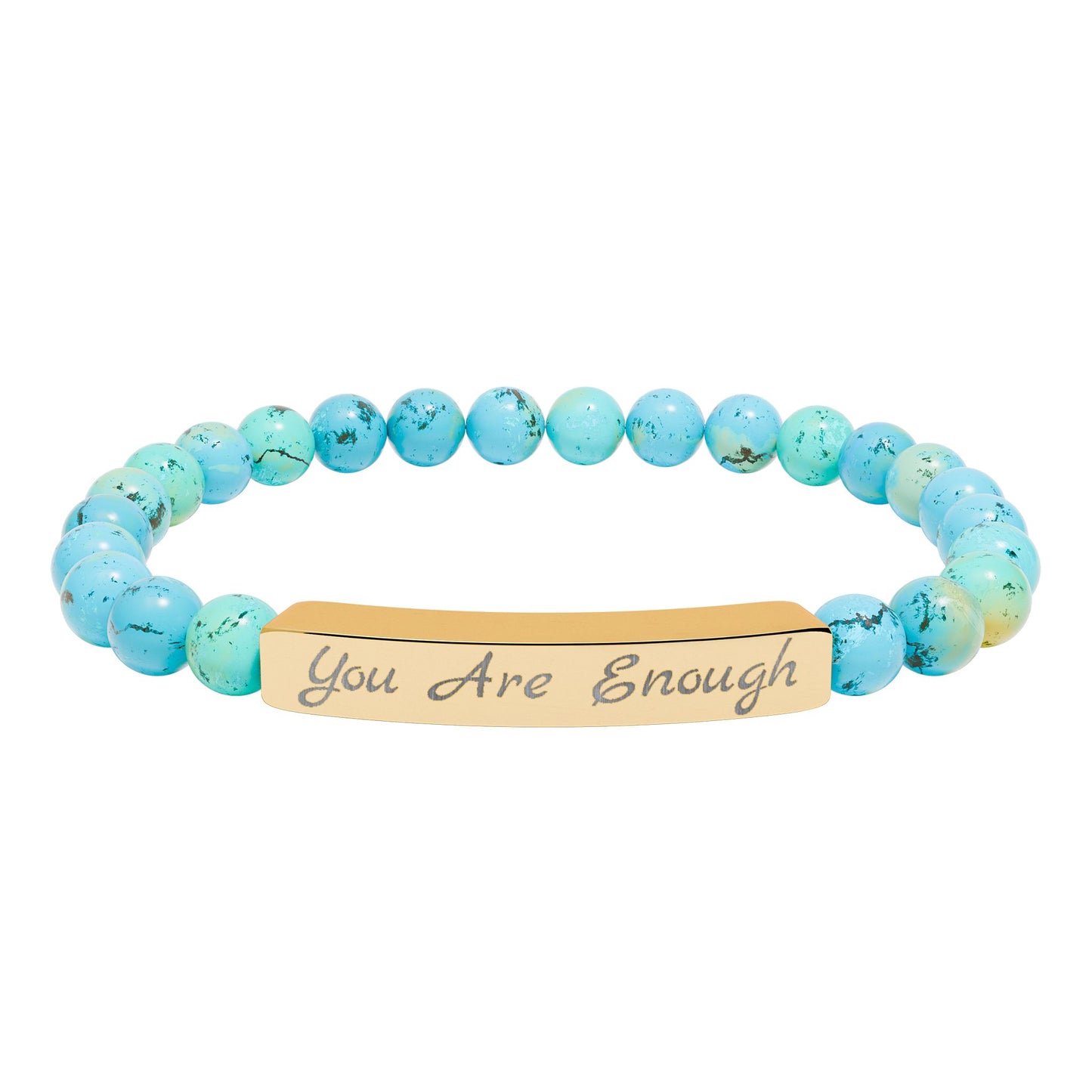 Engraved 'You Are Enough' Natural Stone Stretch Bracelet