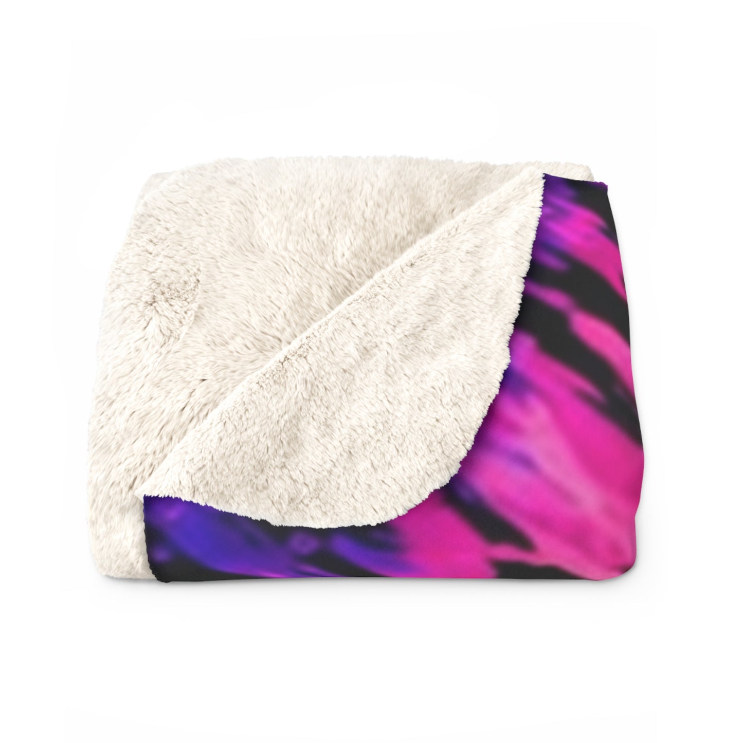 Tie-Dye Sherpa Blanket — Vibrant Pink & Blue Spiral Plush Throw