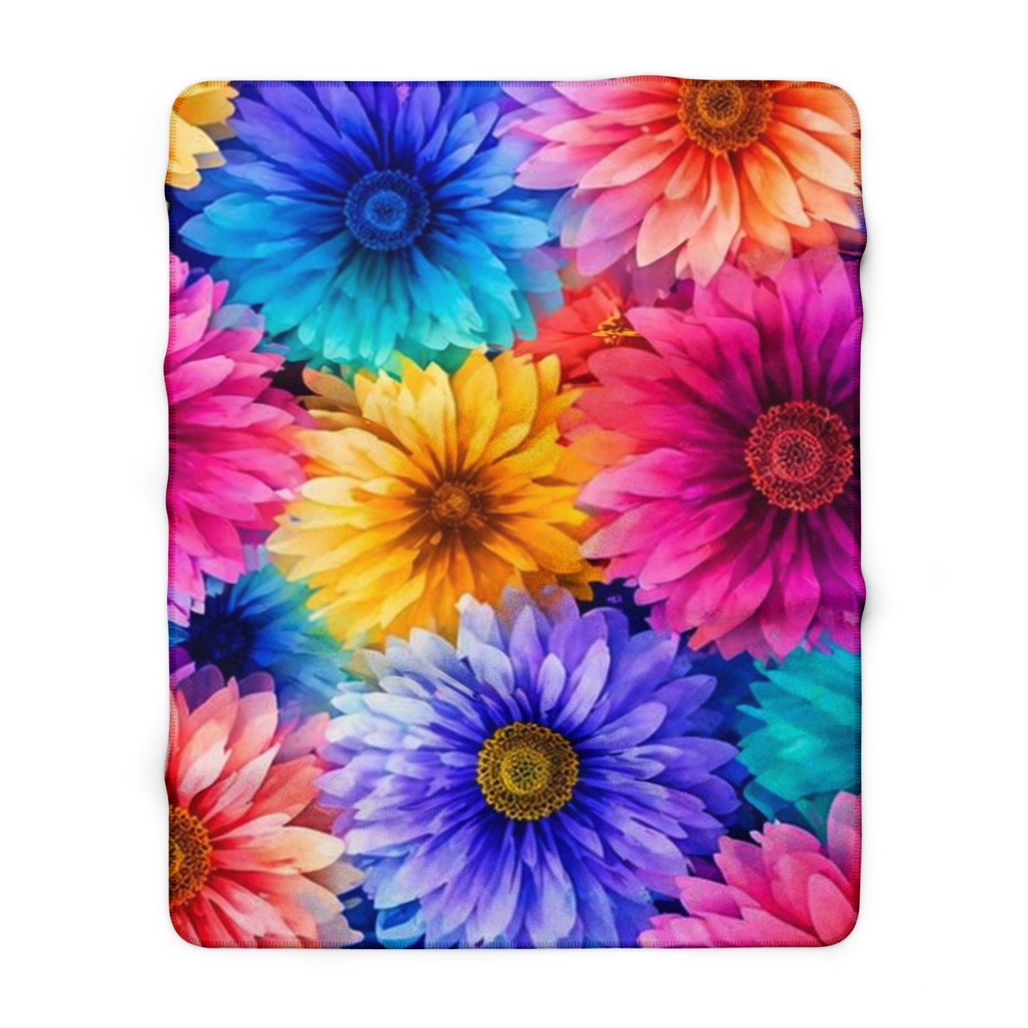 Floral Sherpa Blanket – Vibrant Rainbow Daisy Cozy Throw