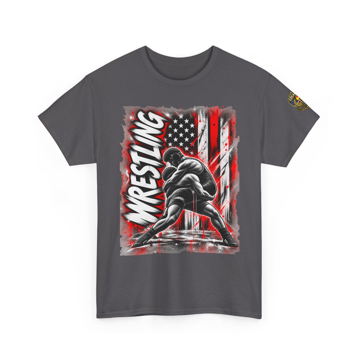 Wrestling USA Flag Tee — "Discipline Builds Champions"