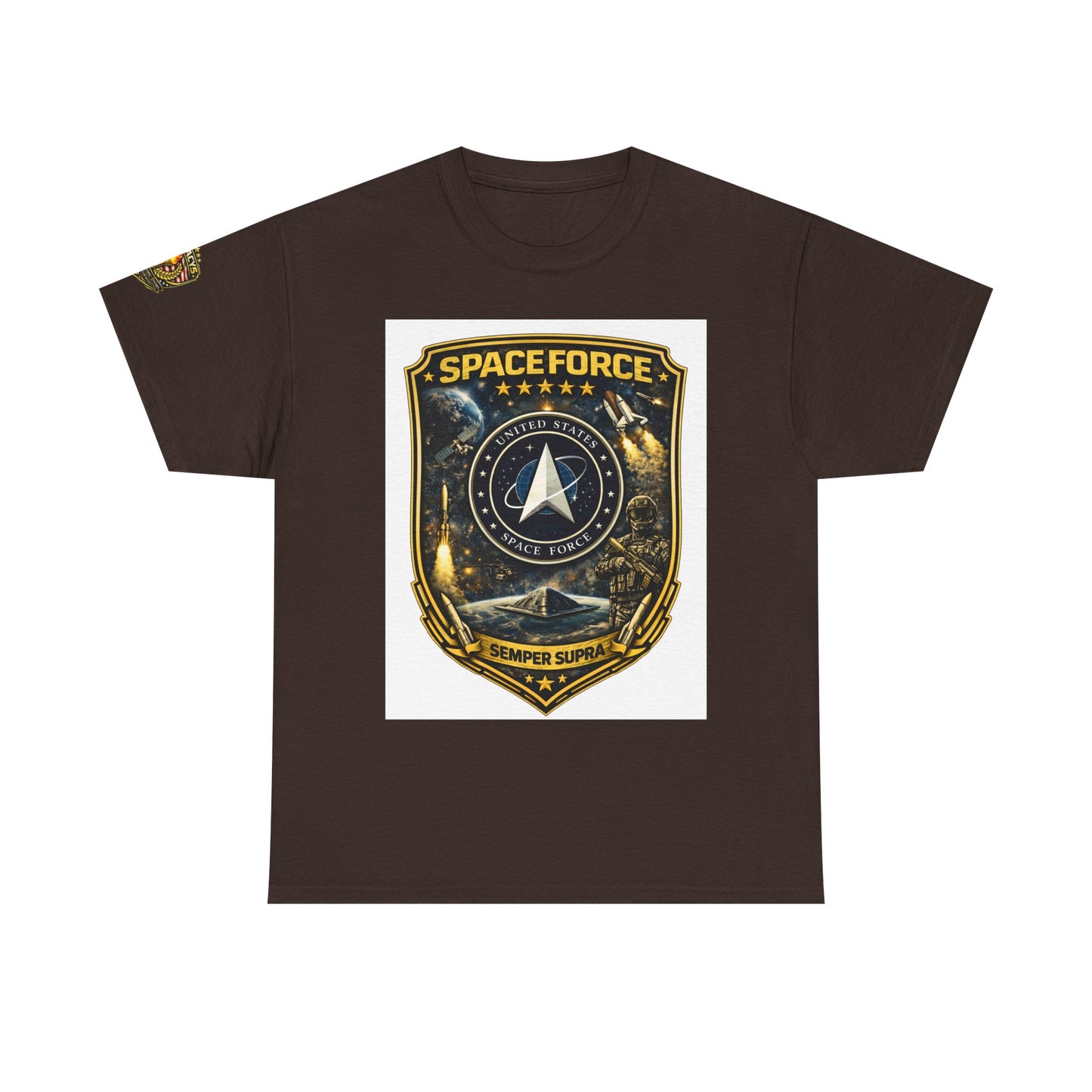 Space Force Shield T-Shirt â€” 'Spaceforce' Emblem w/ Legacy 5 Brand Crest